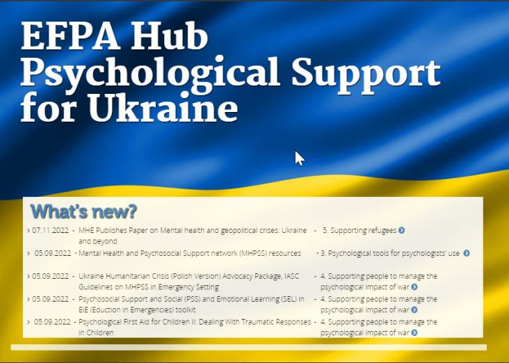 Efpa Hub Psychological Support for Ukraine